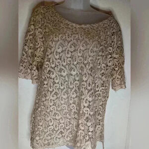 KELLY‎ LYNN Christmas Gold Sheer top- (#642)